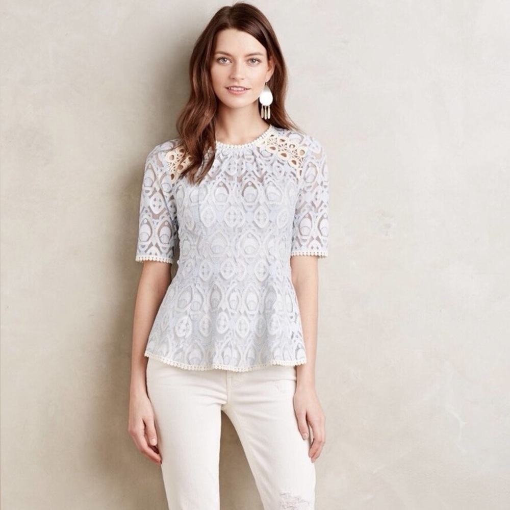 Anthropologie HD In Paris Signa Lace Top - Blue
